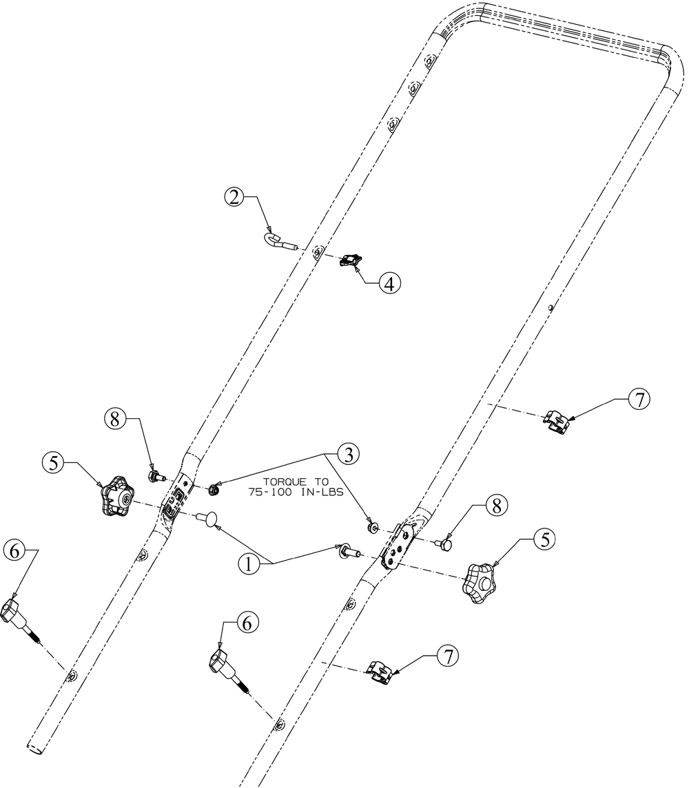 Handle Hardware Diagram and Parts List for SC500EZ (12ACC6S6756)(2016) Cub Cadet Lawn Mower